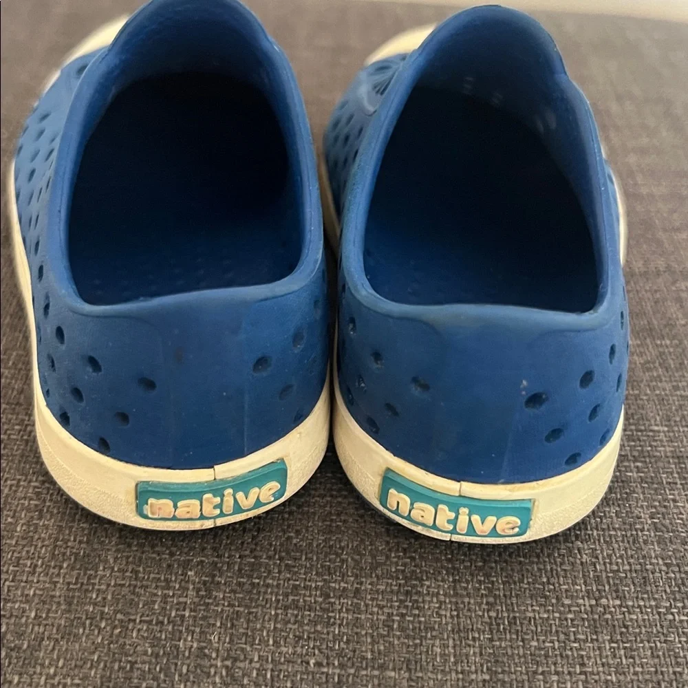 Native Kids Blue Water Shoes with White Toe Caps